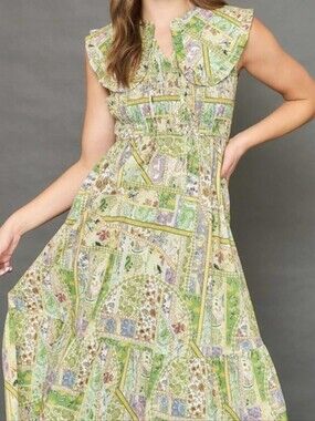Boho Patchwork Ruffle Maxi Dress